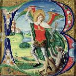 Historiated Initial 'B' Depicting St. Michael and the Dragon, 1499-1511 (Vellum)-Alessandro Pampurino-Framed Stretched Canvas