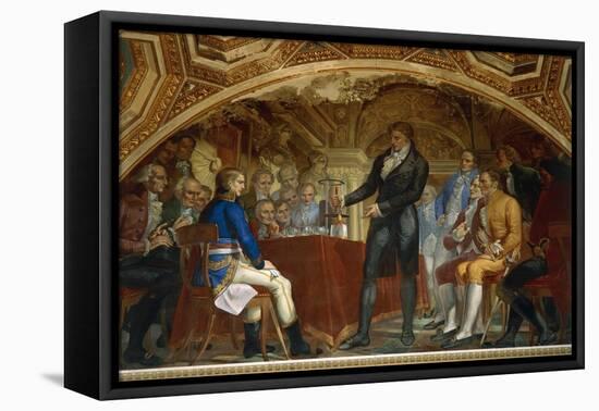 Alessandro Volta Presenting Experiment of Battery to Napoleon and Members of Institute De France-null-Framed Stretched Canvas