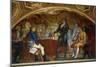 Alessandro Volta Presenting Experiment of Battery to Napoleon and Members of Institute De France-null-Mounted Giclee Print
