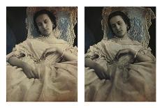 Sleeping Woman in White Dress, c.1851-55. Stereoscopic Daguerreotype-Alex Gouin-Stretched Canvas