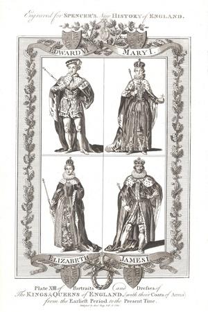 English Kings and Queens with Coats of Arms. Published by Alex Hogg February 15th 1794