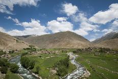 Green of irrigated fields contrast with arid hills, farmers ingenuity in dry landscape, Afghanistan-Alex Treadway-Photographic Print