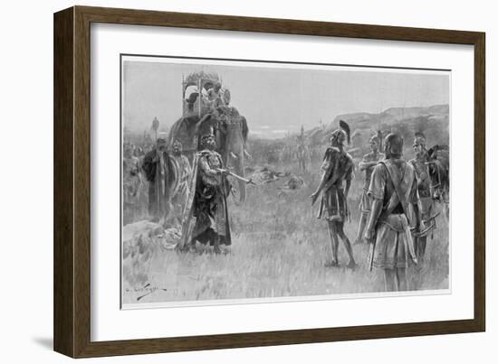 Alexander Accepts the Surrender of Porus King of the Pauravas-Andre Castaigne-Framed Photographic Print