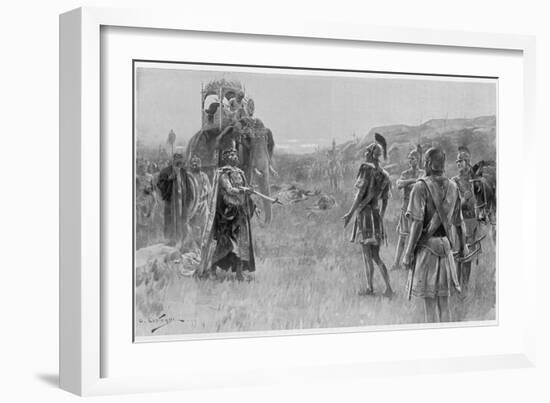 Alexander Accepts the Surrender of Porus King of the Pauravas-Andre Castaigne-Framed Photographic Print