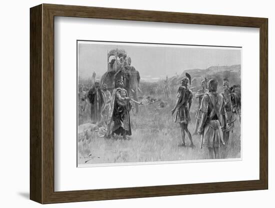 Alexander Accepts the Surrender of Porus King of the Pauravas-Andre Castaigne-Framed Photographic Print