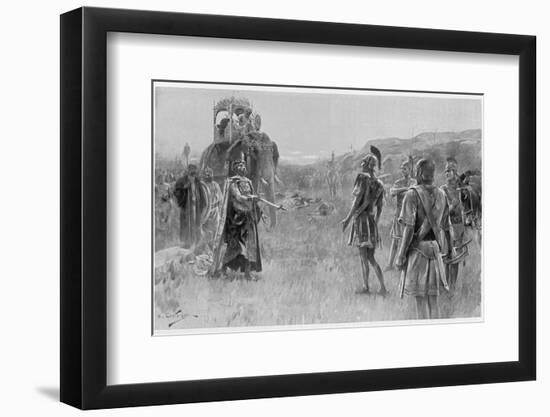 Alexander Accepts the Surrender of Porus King of the Pauravas-Andre Castaigne-Framed Photographic Print