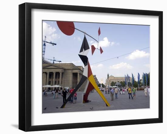 Alexander Calder's Mobile Statue, and People on Konigstrasse, (King Street), Stuttgart-Yadid Levy-Framed Photographic Print