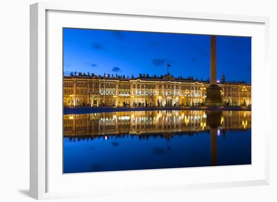 Alexander Column and the Hermitage, Winter Palace, Palace Square, St. Petersburg, Russia-Gavin Hellier-Framed Photographic Print