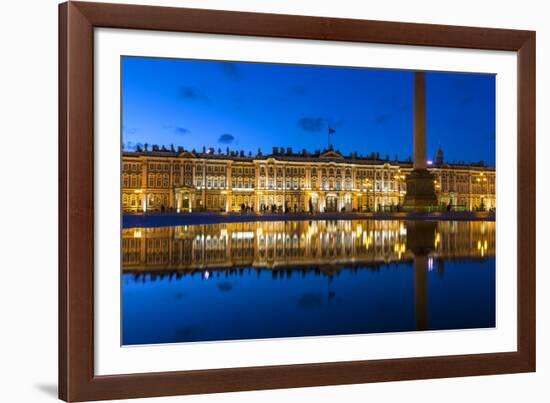 Alexander Column and the Hermitage, Winter Palace, Palace Square, St. Petersburg, Russia-Gavin Hellier-Framed Photographic Print