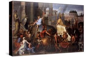 Alexander Entering Babylon (The Triumph of Alexander the Grea)-Charles Le Brun-Stretched Canvas