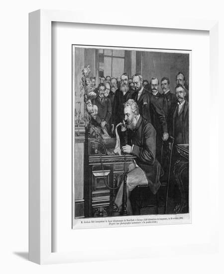 Alexander Graham Bell American Inventor and Educator Inaugurates the New York- Chicago Telephone-null-Framed Photographic Print