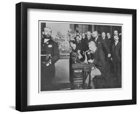 Alexander Graham Bell Inaugurates the Chicago-New York Long Distance Line-null-Framed Photographic Print