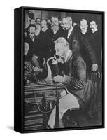 Alexander Graham Bell Inaugurating the New York Chicago Telephone Line While Others Look On-null-Framed Stretched Canvas