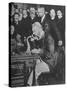 Alexander Graham Bell Inaugurating the New York Chicago Telephone Line While Others Look On-null-Stretched Canvas