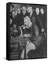 Alexander Graham Bell Inaugurating the New York Chicago Telephone Line While Others Look On-null-Framed Stretched Canvas