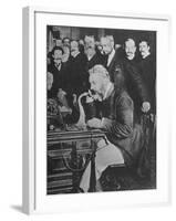 Alexander Graham Bell Inaugurating the New York Chicago Telephone Line While Others Look On-null-Framed Premium Photographic Print