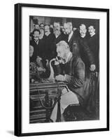 Alexander Graham Bell Inaugurating the New York Chicago Telephone Line While Others Look On-null-Framed Premium Photographic Print