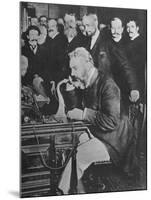 Alexander Graham Bell Inaugurating the New York Chicago Telephone Line While Others Look On-null-Mounted Premium Photographic Print