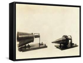 Alexander Graham Bell's Telephone Transmitter and Receiver-null-Framed Stretched Canvas