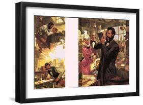 Alexander Graham Bell -- the First Telephone Call-English School-Framed Giclee Print