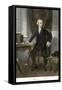 Alexander Hamilton at His Desk, Full Portrait, with Autograph-null-Framed Stretched Canvas