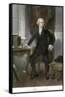 Alexander Hamilton at His Desk, Full Portrait, with Autograph-null-Framed Stretched Canvas