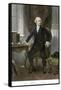 Alexander Hamilton at His Desk, Full Portrait, with Autograph-null-Framed Stretched Canvas