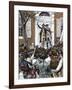 Alexander Hamilton Delaying a Patriotic Mob From Entering King's College, 1775-null-Framed Giclee Print