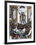 Alexander Hamilton Delaying a Patriotic Mob From Entering King's College, 1775-null-Framed Giclee Print