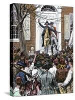 Alexander Hamilton Delaying a Patriotic Mob From Entering King's College, 1775-null-Stretched Canvas