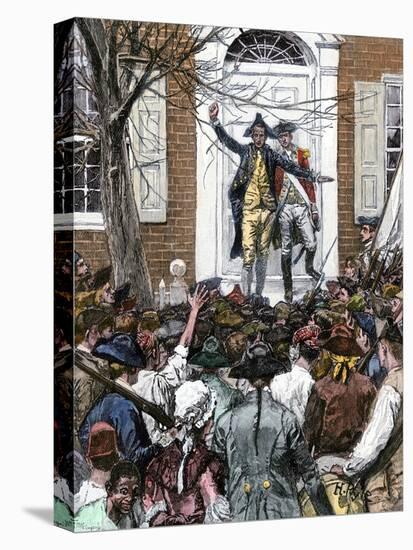 Alexander Hamilton Delaying a Patriotic Mob From Entering King's College, 1775-null-Stretched Canvas