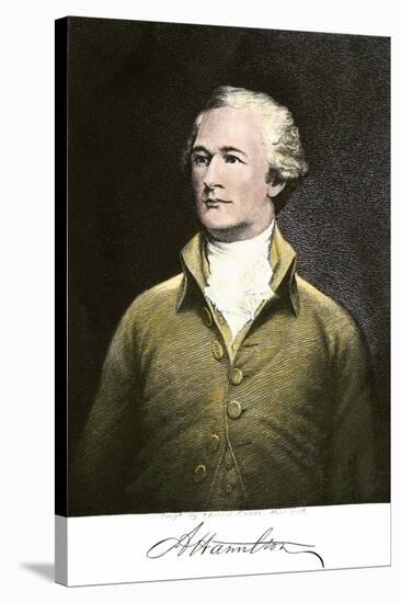 Alexander Hamilton, with His Autograph-null-Stretched Canvas