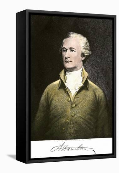 Alexander Hamilton, with His Autograph-null-Framed Stretched Canvas