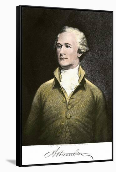 Alexander Hamilton, with His Autograph-null-Framed Stretched Canvas