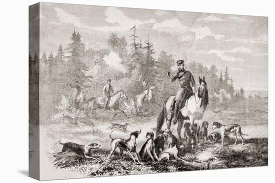 Alexander II Hunting Wolves Near St. Petersburg, from 'L'Univers Illustré', 1866-null-Stretched Canvas