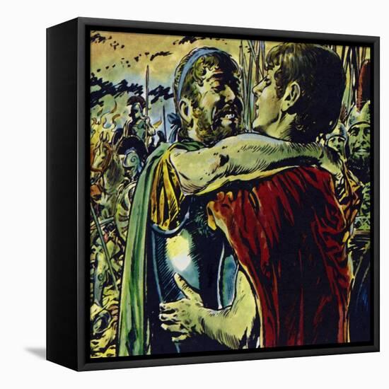 Alexander Joined His Father in Battle Against the Greeks-Jesus Blasco-Framed Stretched Canvas