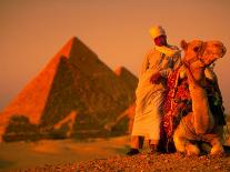 Camel and Driver Resting near the Great Pyramids, Egypt-Alexander Nesbitt-Photographic Print