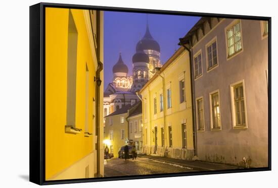 Alexander Nevsky Church in the Old Town at Dusk, Tallinn, Estonia-Peter Adams-Framed Stretched Canvas