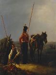 Two Guard Cossack Soldiers in Discussion-Alexander Petrovich Schwabe-Giclee Print