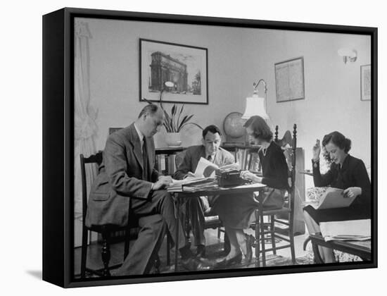 Alexander Szasz and Aladar Szegedy-Maszak Working at Crowded Table-Thomas D^ Mcavoy-Framed Stretched Canvas