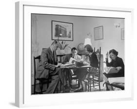 Alexander Szasz and Aladar Szegedy-Maszak Working at Crowded Table-Thomas D^ Mcavoy-Framed Premium Photographic Print