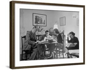 Alexander Szasz and Aladar Szegedy-Maszak Working at Crowded Table-Thomas D^ Mcavoy-Framed Premium Photographic Print