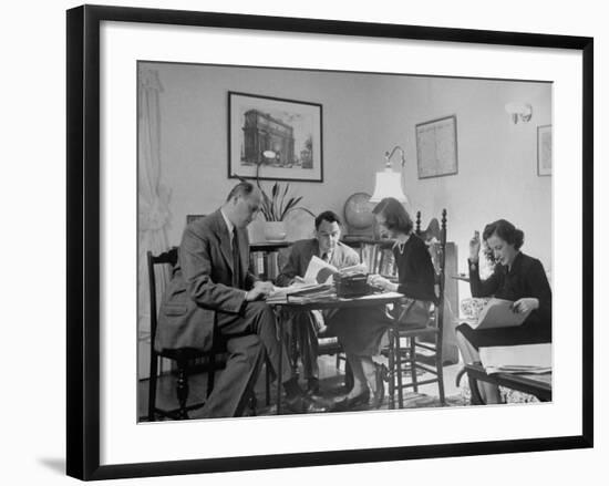 Alexander Szasz and Aladar Szegedy-Maszak Working at Crowded Table-Thomas D^ Mcavoy-Framed Premium Photographic Print