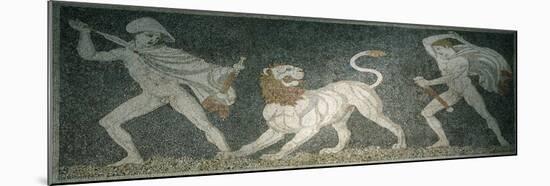 Alexander the Great and Hephaestion During Lion Hunt, Ca 320 Bc, Mosaic from Peristyle House 1-null-Mounted Giclee Print