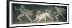 Alexander the Great and Hephaestion During Lion Hunt, Ca 320 Bc, Mosaic from Peristyle House 1-null-Framed Giclee Print