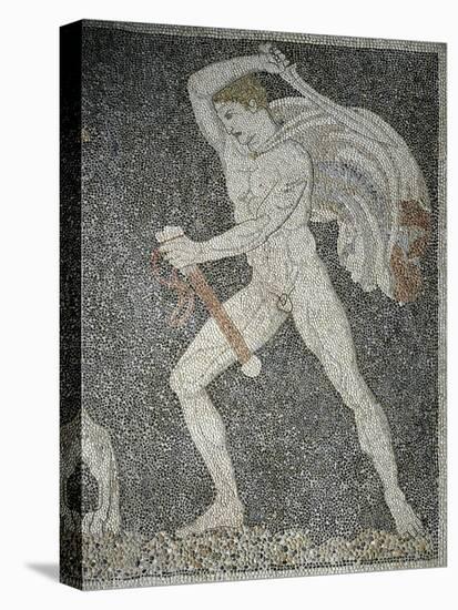 Alexander the Great and Hephaestion During Lion Hunt, Ca 320 Bc, Mosaic from Peristyle House 1-null-Stretched Canvas