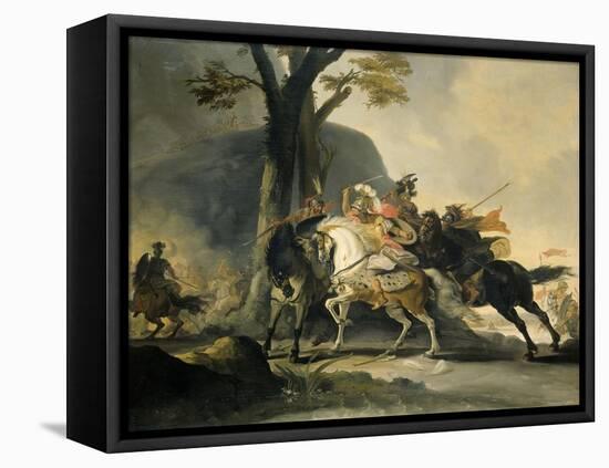 Alexander the Great at the Battle of the Granicus River in 334 BC against the Persians, 1737-Cornelis Troost-Framed Stretched Canvas