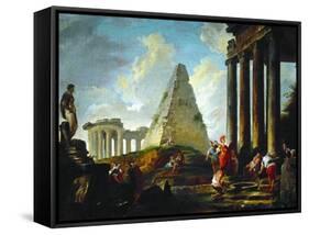 Alexander the Great Before the Tomb of Achilles, 1755-1757-Hubert Robert-Framed Stretched Canvas