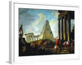 Alexander the Great Before the Tomb of Achilles, 1755-1757-Hubert Robert-Framed Giclee Print