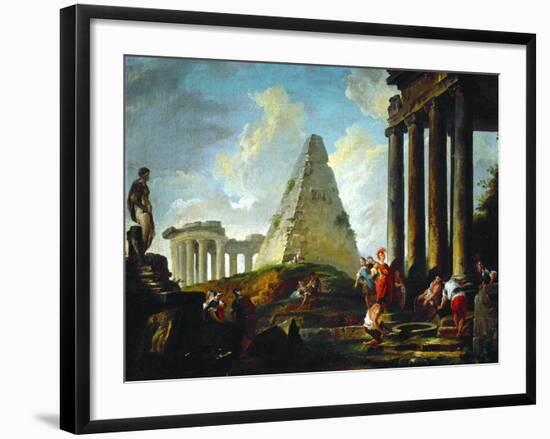 Alexander the Great Before the Tomb of Achilles, 1755-1757-Hubert Robert-Framed Giclee Print